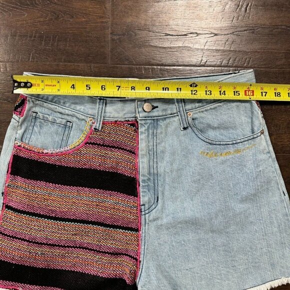BDG Women's A-Line Cutoff Denim Short Blanket Patchwork High-Waisted Multi 32 - Picture 8 of 10